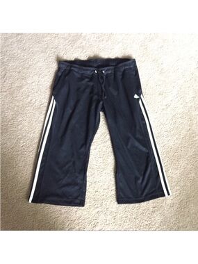 Adidas women’s Black Track Pants with White Side Stripes